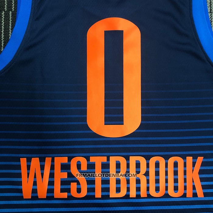Maillot Oklahoma City Thunder Russell Westbrook NO 0 Statement Bleu